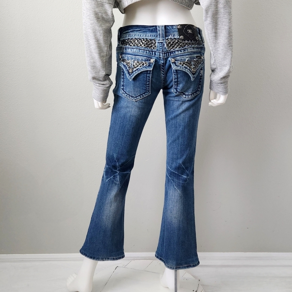 Miss Me Boot / Kick Flare Ankle Jeans With Studs & Contrast Stitching, Size 28 - Picture 16 of 16